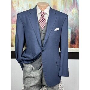 Canali 1934 Mens Blue Hopsack Blazer 46R Slim Fit 100% Wool